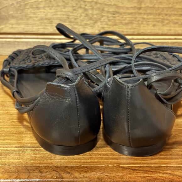 Free People Harlow Woven Wrapped Flats Shoes Women’s Size 8.5 Straps Goth Boho - Picture 5 of 9